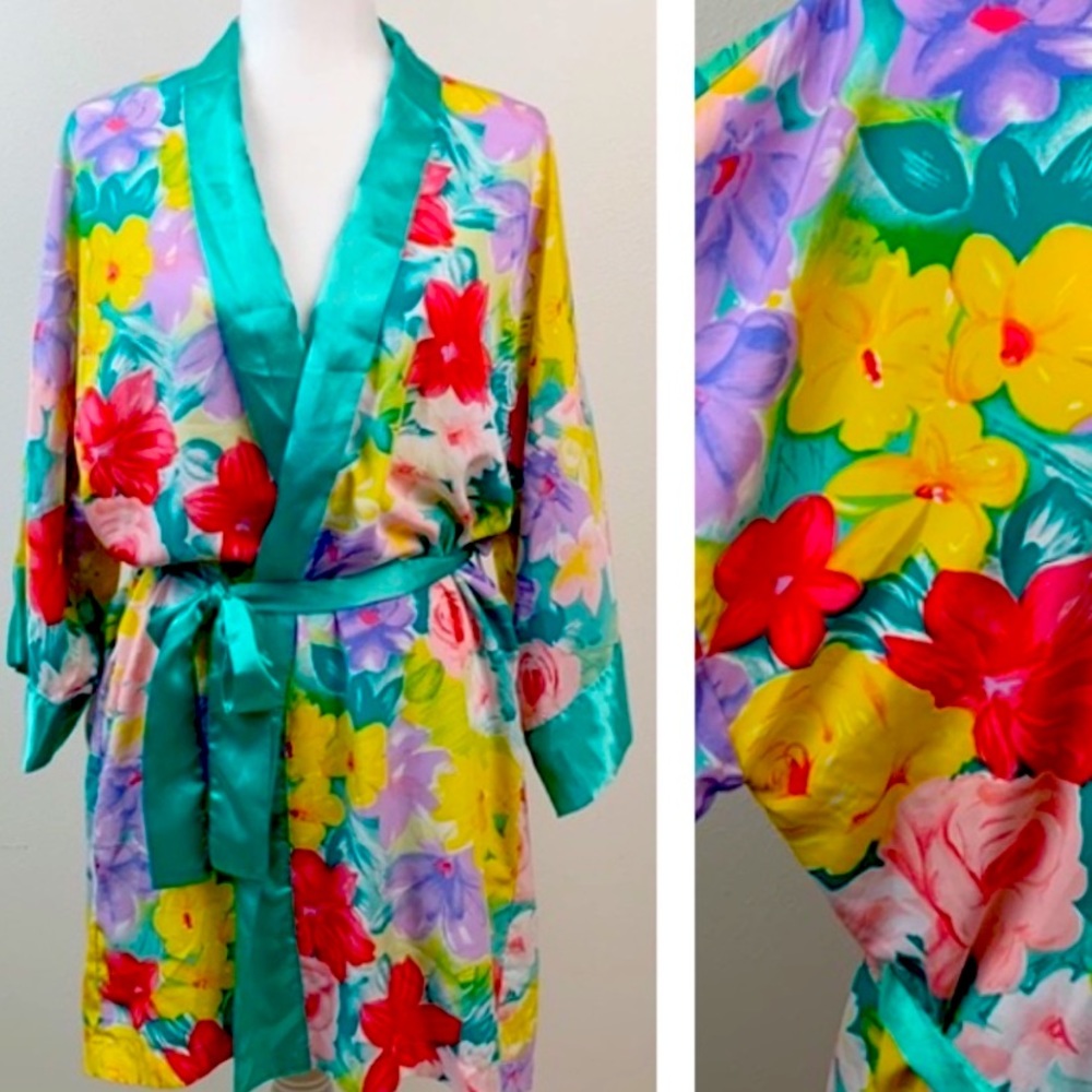 Victoria’s Secret Gold Label floral satin robe